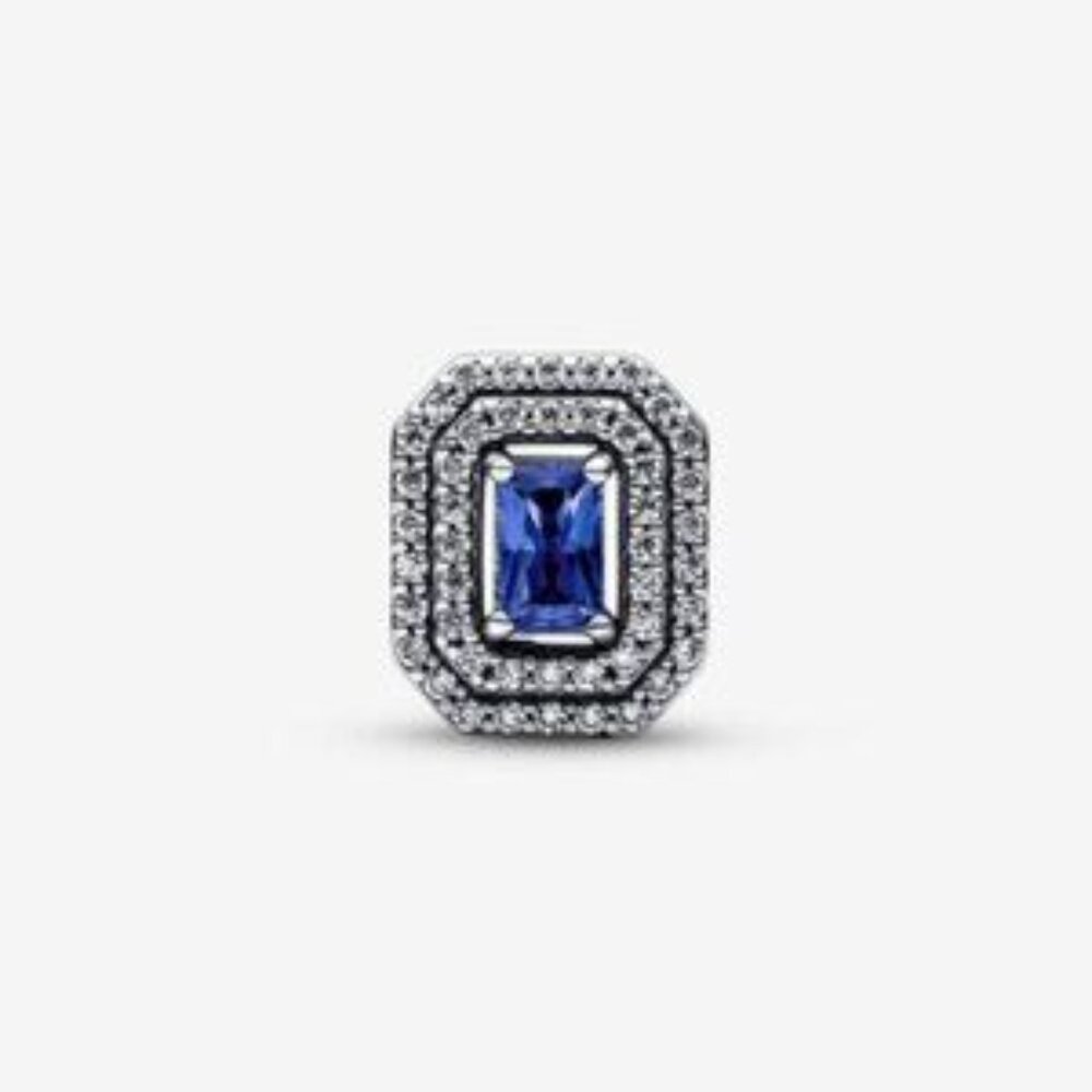 Pandora Blue Sparkling Leveled Rectangular Charm - image 3